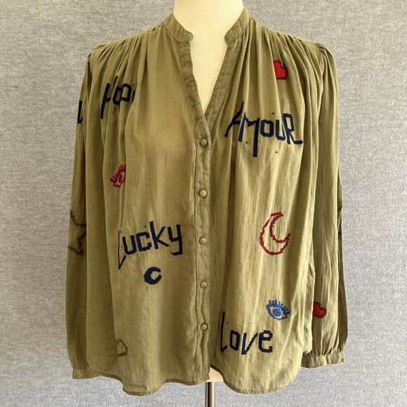 Berenice Paris Cassandra Lucky Embroidered Top Size 34 Whimsical Fun Cool Girl - Picture 2 of 16